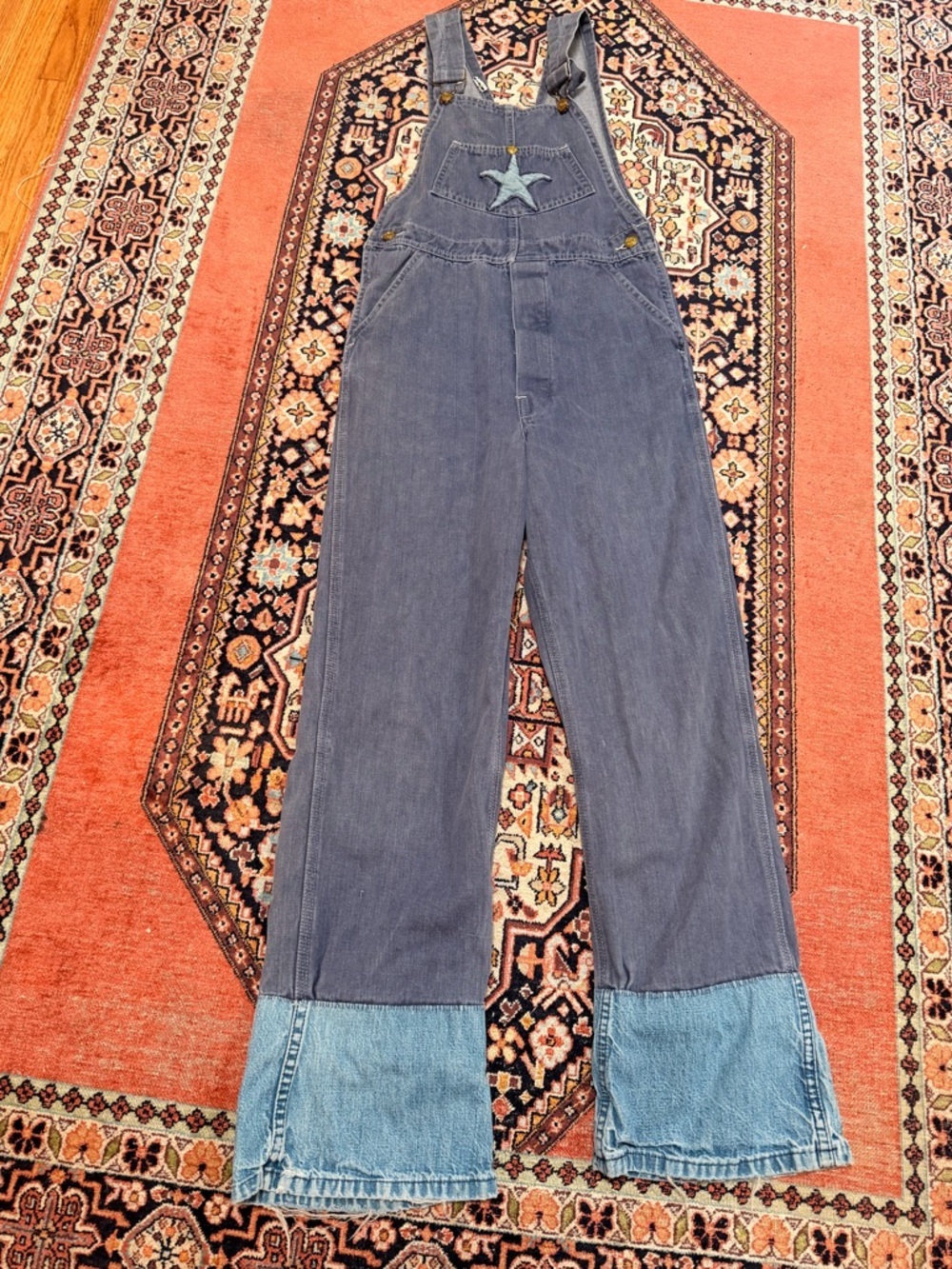 Vintage 1970's Patchwork Denim Overalls Small - Picture 2 of 11